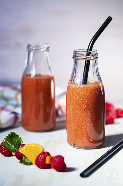 ŻREM.PL, SMOOTHIE, POMARAŃCZE, BANAN, MALINY, FIT, OWOCE, OWOCOWE, 